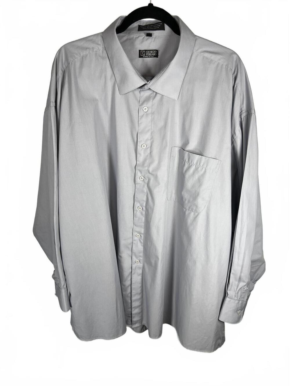 Giorgio Ferraro Single Needle Business Dress Shirt Solid Gray Mens 2XL 18.5